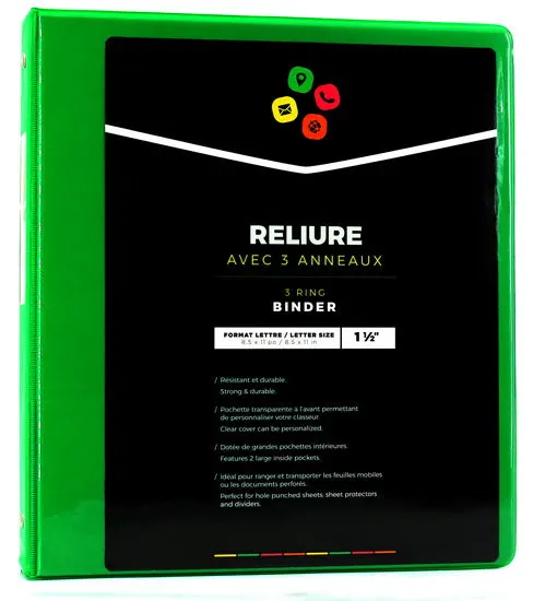 1.5-Inch Capacity Green Ring Binder – Durable Polypropylene Cover 1
