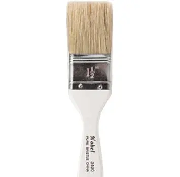 1.5-Inch Flat Hog Bristle Paintbrush With Wood Handle 1