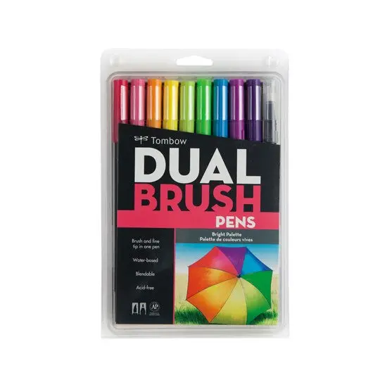 10-Piece Dual-Tip Brush Pen Set – Vibrant Colors 1