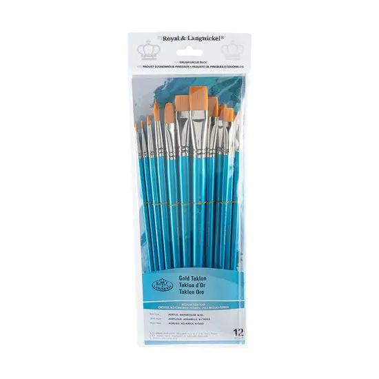 12-Piece Gold-Tipped Taklon Brush Set – Assorted Sizes For Detailing & Blending 1