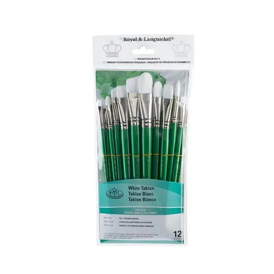 12-Piece Taklon Brush Set – Bright And Filbert Shapes 1
