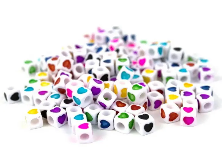 150-Piece Assorted Cube-Shaped Heart Beads For Jewelry Making 1