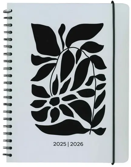 2025–2026 Floral-Themed Weekly Planner – Black Floral Cover 1