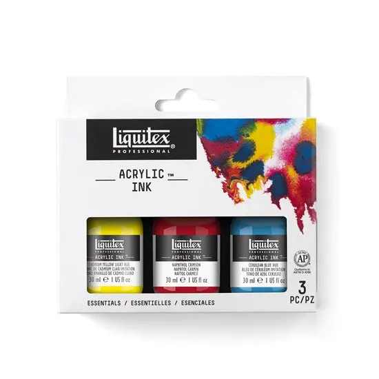 3-Piece Acrylic Ink Set – Essential Colors, 30Ml Each 1