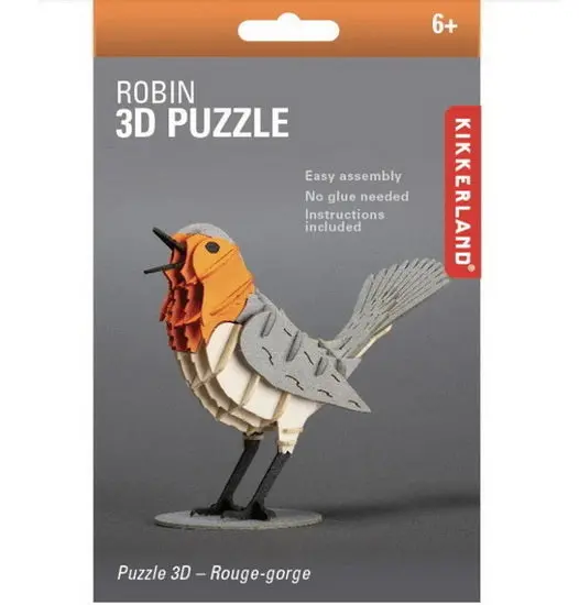 3D Wooden Robin Puzzle – Interlocking Laser-Cut Assembly Kit 1