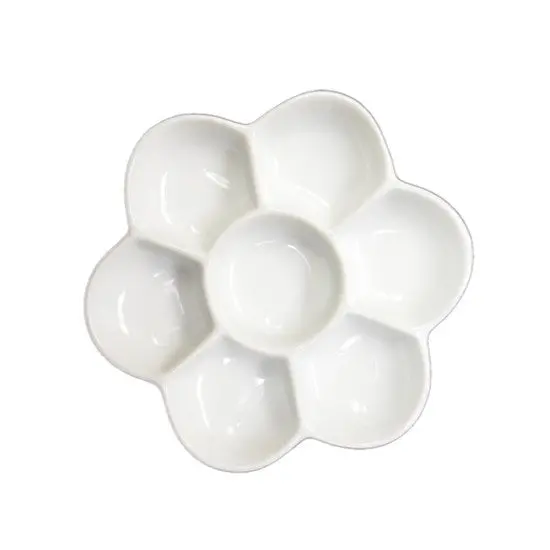 7-Well Porcelain Flower Palette – Artist’S Mixing Tray 1