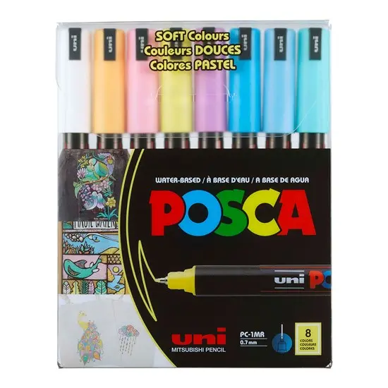 8-Piece Posca Pc-1M Pastel Marker Set 1