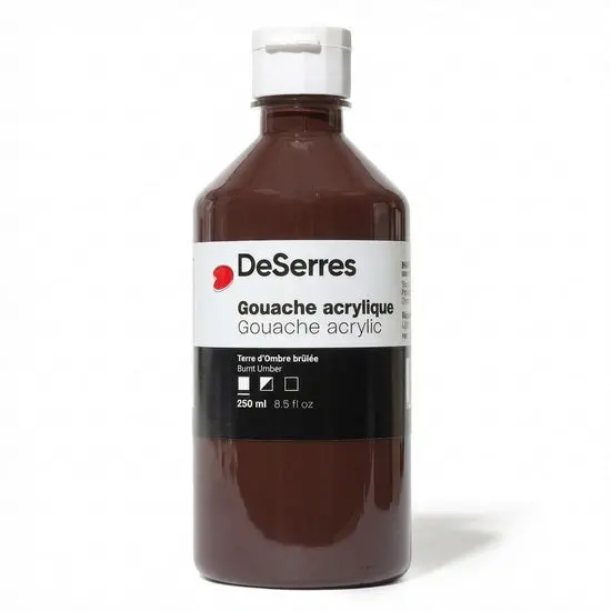 Acrylic Gouache Paint In Burnt Umber – 250Ml Bottle 1