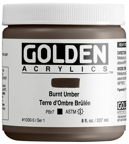 Acrylic High-Flow Paint – Burnt Umber, 8 Oz (237 Ml) Bottle 1