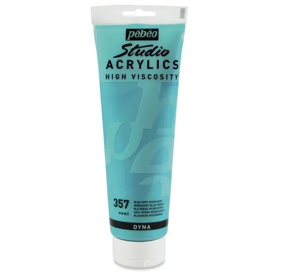 Acrylic Hv Studio Paint – Iridescent Green-Blue, 250 Ml, High-Viscosity Formula 1