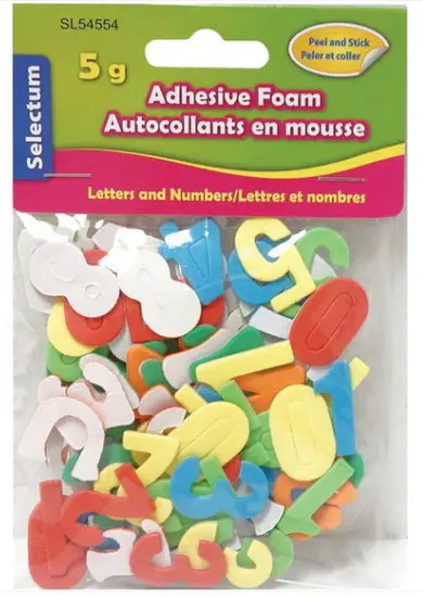 Adhesive Foam Alphabet Letters And Numerals – Self-Adhesive Craft Set 1