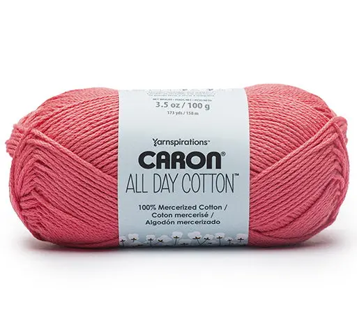All-Day Cotton Yarn, Worsted Weight #4 – Cherry Red, 100G Skein 1