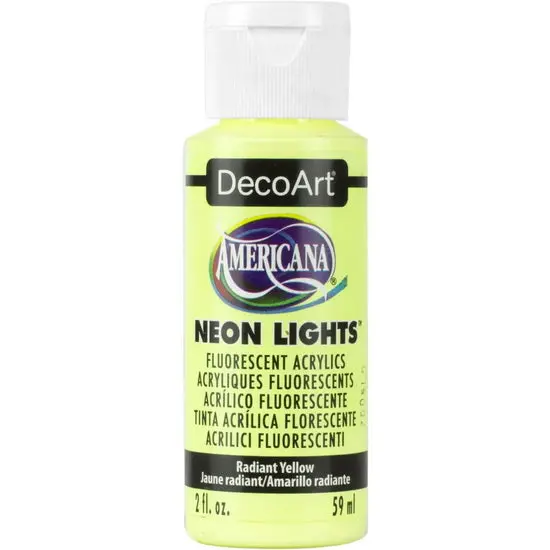 Americana Neon Radiant Yellow Acrylic Paint – 60Ml Bottle, High-Visibility Hue 1