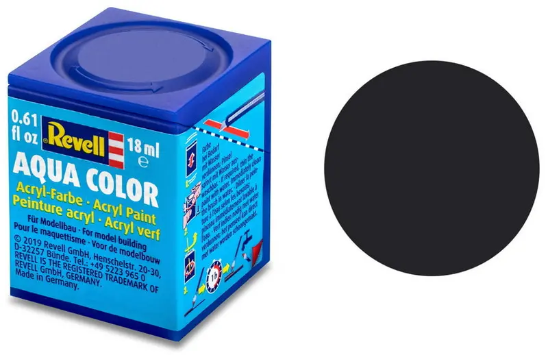 Aqua Color Acrylic Paint – Tar Black Matte Finish, 18 Ml 1
