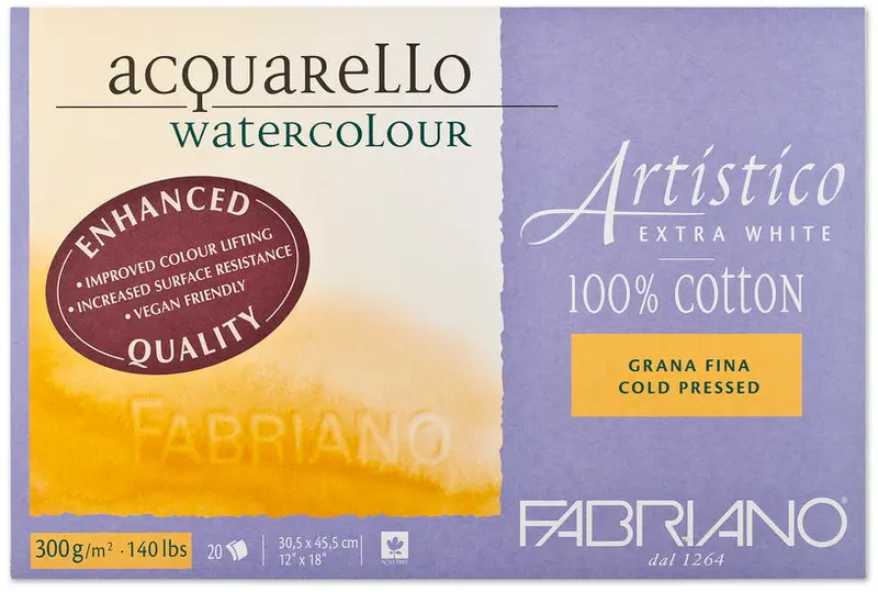 Aquarello Extra White Watercolor Paper – Cold Press, 12" × 12", Fine Grain 1