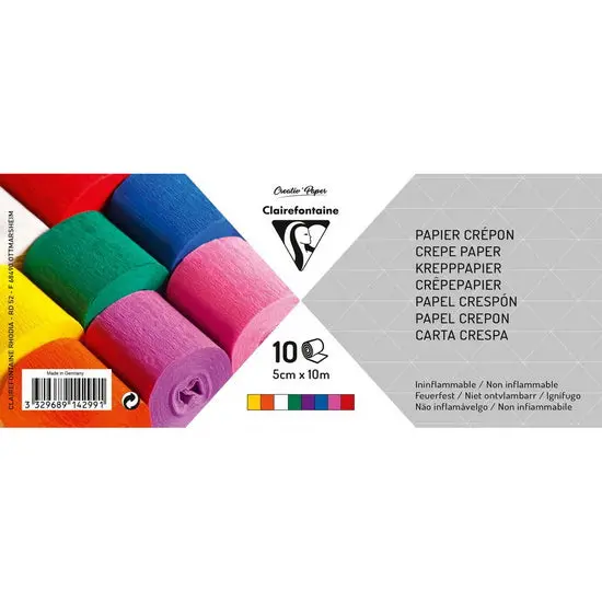Assorted Crepe Paper Pack – 10M Rolls × 5Cm Width (Set Of 10) 1