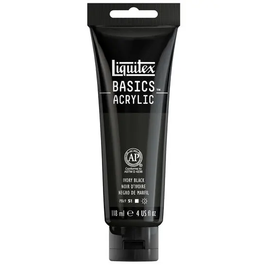 Basics Acrylic Paint – 4Oz Bottle, Ivory Black 1