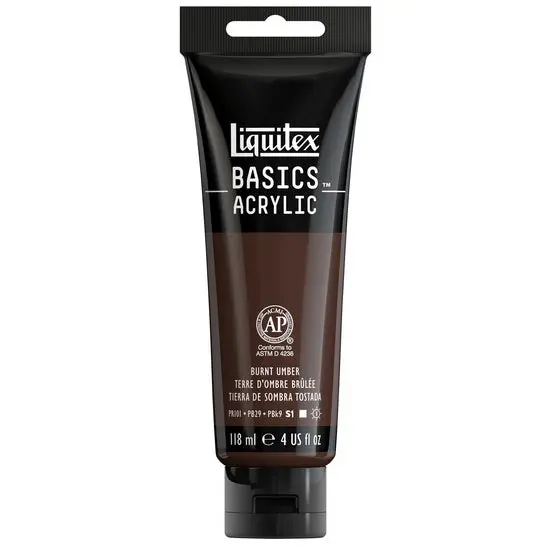Basics Acrylic Paint – Burnt Umber, 4 Oz Jar 1
