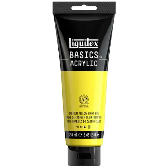 Basics Acrylic Paint – Cadmium Yellow Light Hue, 8 Oz Bottle 1