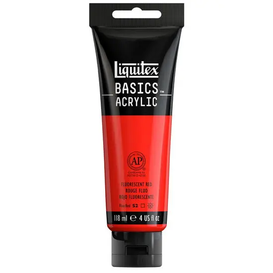 Basics Acrylic Paint – Fluorescent Red, 4Oz (118Ml) 1