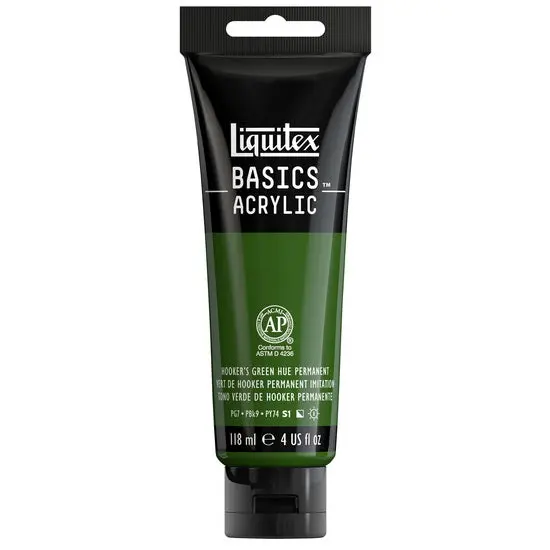 Basics Acrylic Paint In Hooker’S Green Hue (Permanent) – 4Oz 1
