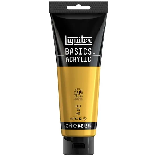 Basics Acrylic Paint In Metallic Gold – 8Oz Bottle 1