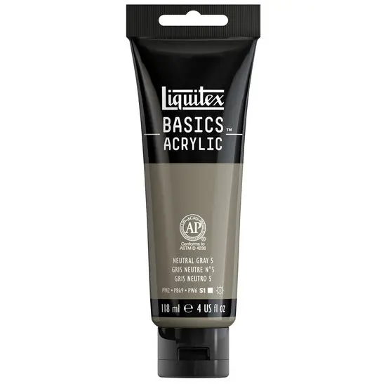 Basics Acrylic Paint In Neutral Gray 5 – 4Oz Artist Tube 1