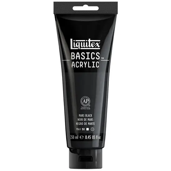 Basics Acrylic Paint – Mars Black, 8 Oz Bulk Bottle 1