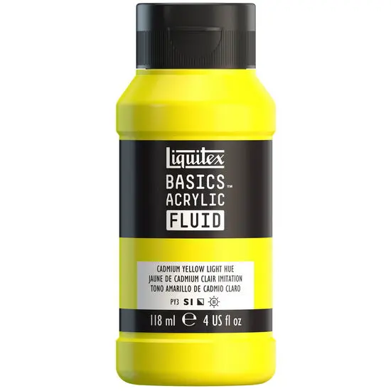 Basics Fluid Acrylic – Cadmium Yellow Light Hue, 4Oz Bottle 1