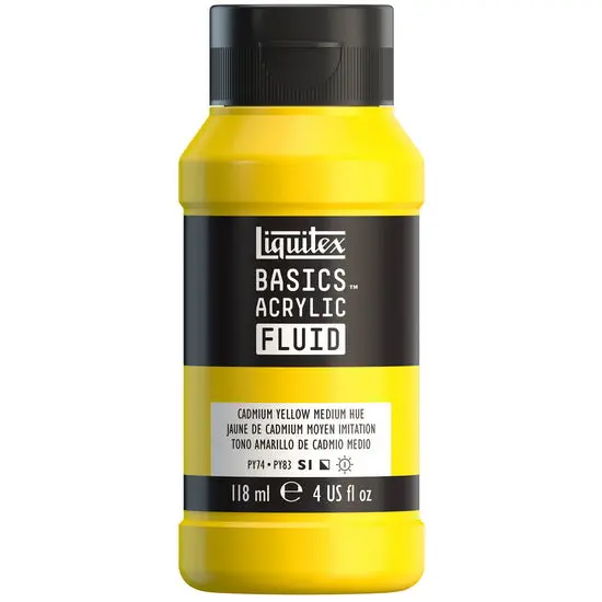 Basics Fluid Acrylic – Cadmium Yellow Medium Hue, 4Oz 1