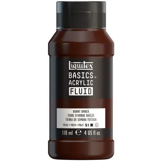 Basics Fluid Acrylic In Burnt Umber – 4Oz 1