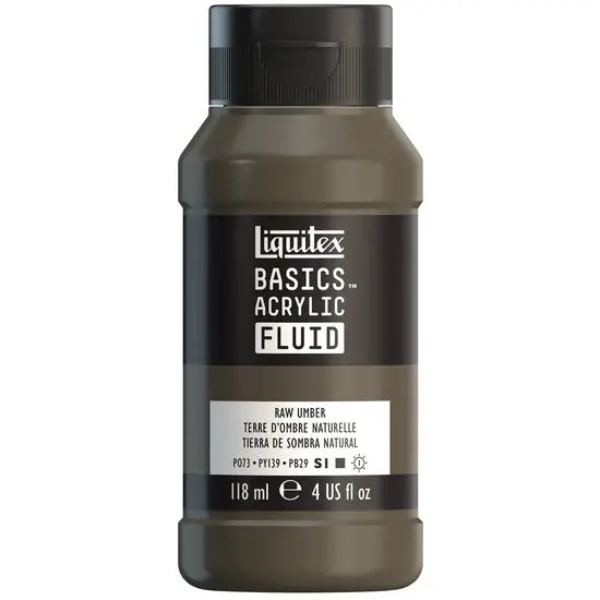Basics Fluid Acrylic Paint In Raw Umber – 4 Oz Bottle 1
