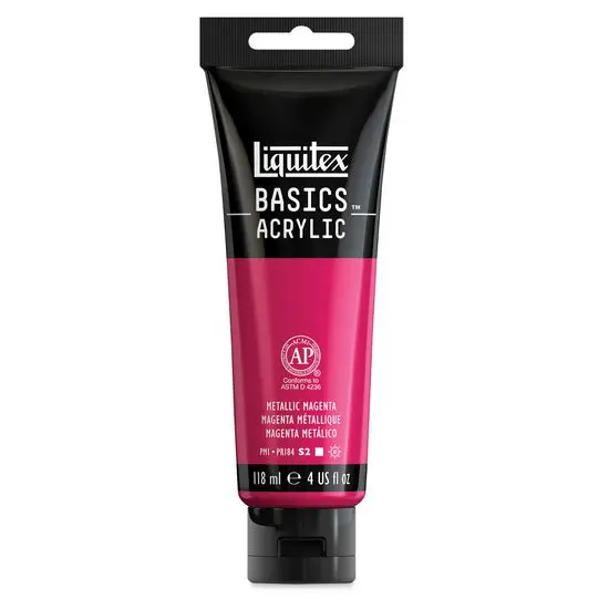 Basics Metallic Magenta Acrylic Paint – Vibrant Finish, 118Ml Bottle 1