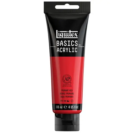 Basics Primary Red Acrylic Paint – 4Oz Student-Grade Formula 1