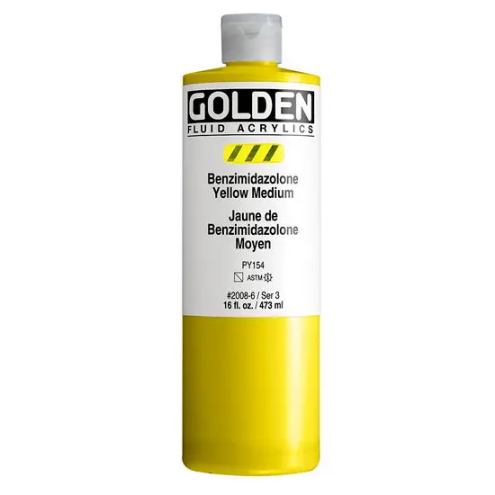 Benzimidazolone Yellow Acrylic Fluid Paint – 16 Oz (Series 3) 1