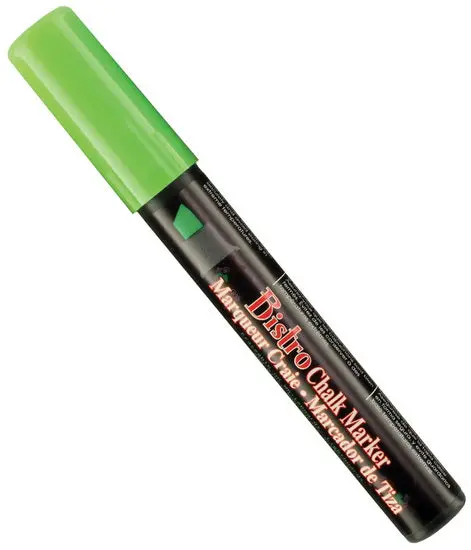 Bistro Chalk Marker – Fluorescent Green, Chisel Tip 1