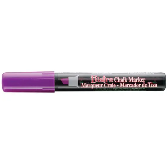 Bistro Chalk Marker – Fluorescent Purple, Chisel Tip, Erasable On Non-Porous Surfaces 1
