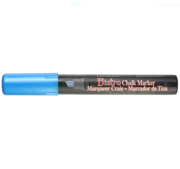 Bistro Chalk Marker – Metallic Blue, Dual-Tip Chisel Design, Erasable On Non-Porous Surfaces 1