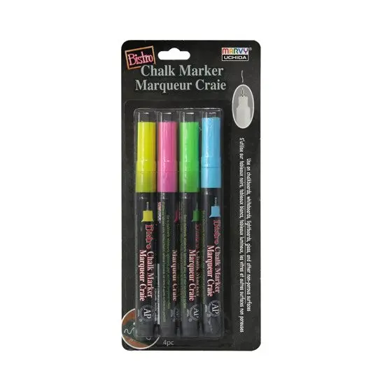 Bistro Chalk Marker Set – 4 Colors, Extra-Fine Tip, Fluorescent Range 1