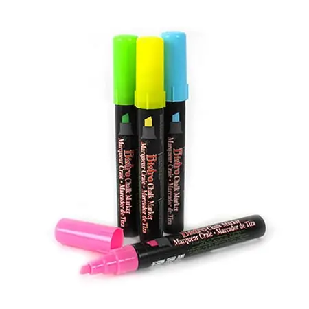 Bistro Chalk Marker Set – 4 Fluorescent Colors, Chisel Tip 1
