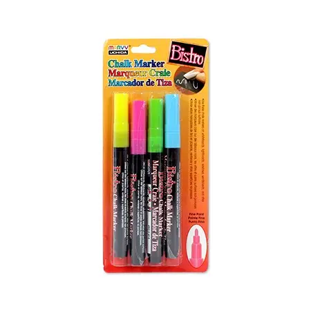 Bistro Chalk Marker Set – 4 Fluorescent Fine-Tip Colors 1