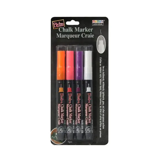 Bistro Chalk Marker Set – 4-Pack, Extra-Fine Fluorescent Colors 1