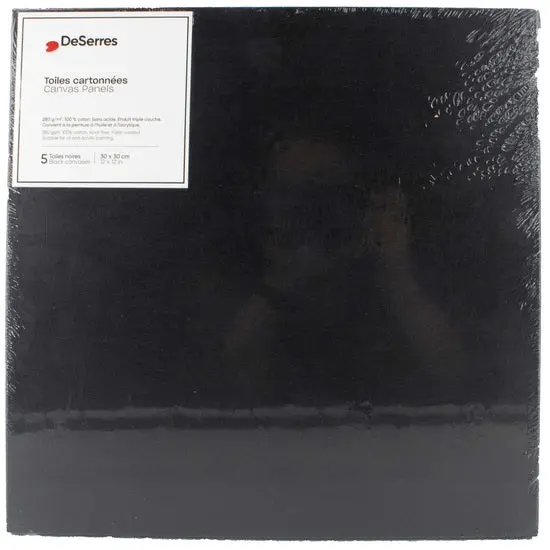 Black Canvas Boards – 12×12 Inch, Pack Of 5 1