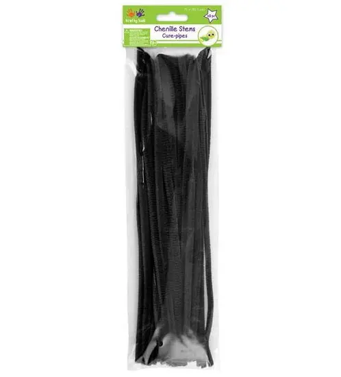 Black Chenille Stems – 40 Pcs – 30 Cm Each 1