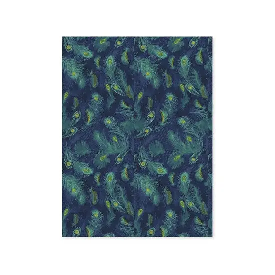 Blue Peacock Feather Design Decorative Scrapbook Paper 1