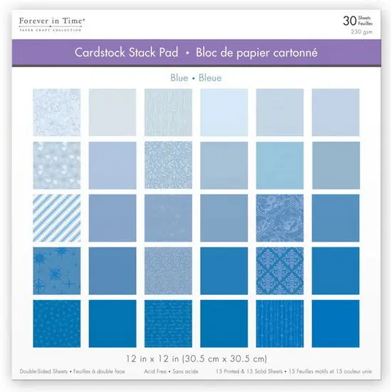 Blue Scrapbook Paper Pad – 30 Sheets, 12X12 Inch Acid-Free Craft Stock 1