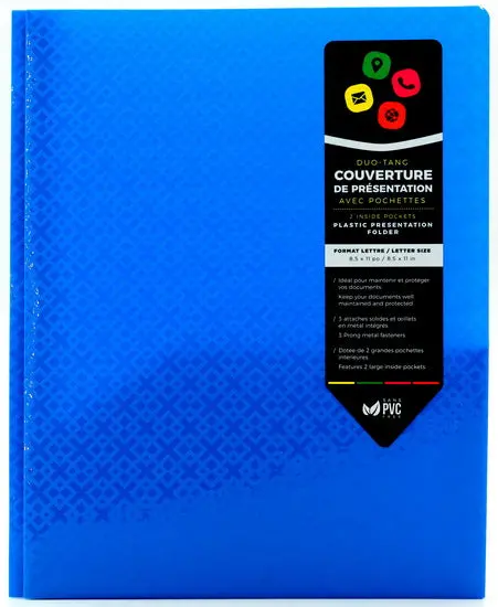 Blue Textured Two-Pocket Relief Folder – Pronged Organizer For Documents 1