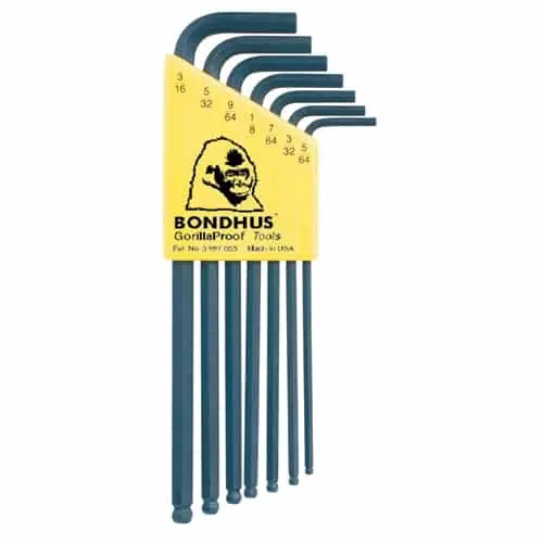 Bondhus 10945 Ball-End Hex L-Wrench Set – 5/64" To 3/16", 7-Piece Blx7 Kit 1