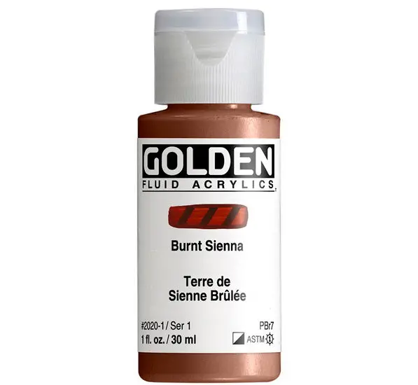 Burnt Sienna Fluid Acrylic Paint – 1 Oz Bottle 1