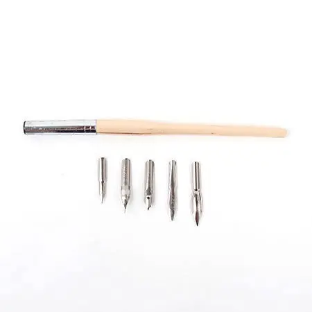 Calligraphy Pen Nib Set – Five Assorted Tips With Universal Holder 1